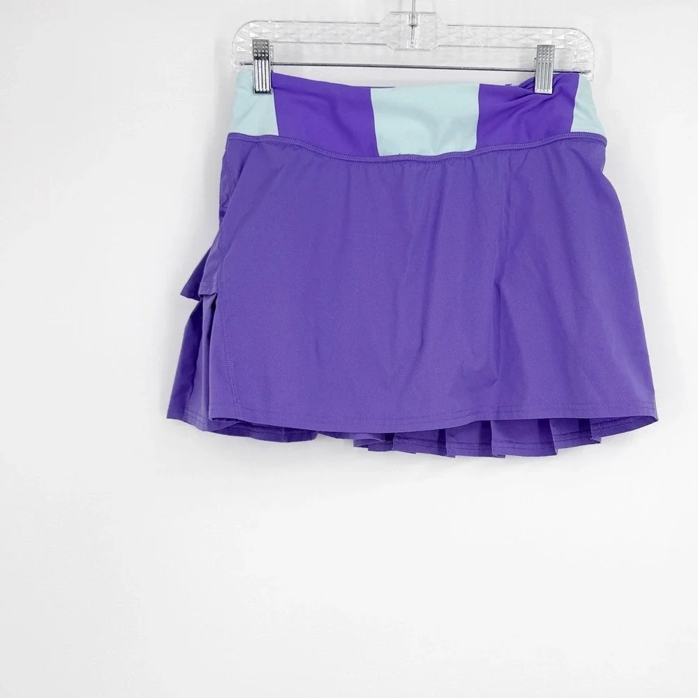 Lululemon Run Pace Setter Skirt Purple Mint Pleated Tennis Skort 6 Tall